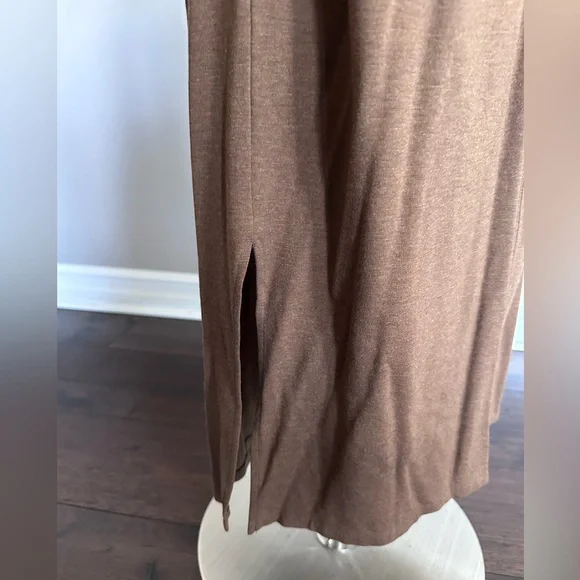 Prologue Midi Dress Buttery Jersey Dolman Sleeve Elastic Waist Heather Camel LG - Picture 7 of 12